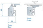 Mini latch deurvastzetter 28 x 48 mm